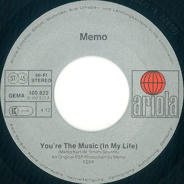 Memo - You're The Music (In My Life) / Piano Bar | Ariola (100 822) - 3