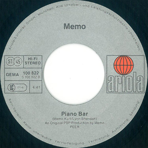 Memo - You're The Music (In My Life) / Piano Bar | Ariola (100 822) - 4