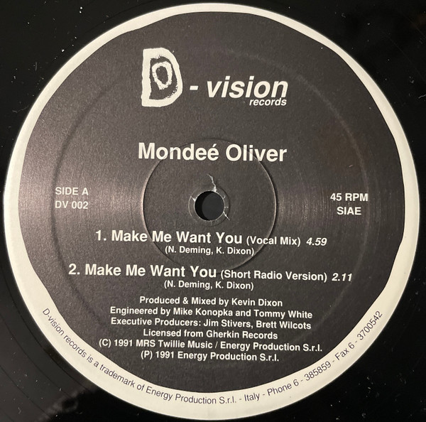 Mondeé Oliver - Make Me Want You | D:vision Records (DV 002) - 3