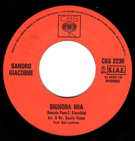 Sandro Giacobbe - Signora Mia | CBS (CBS 2230) - 3