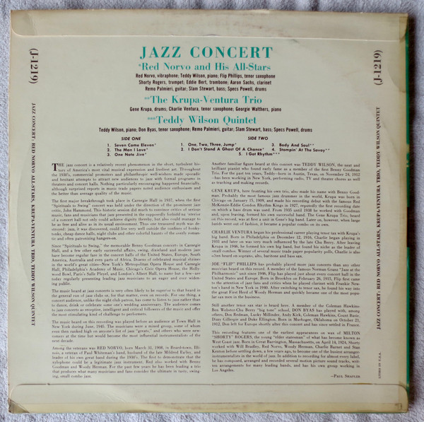 Red Norvo All-Stars , Gene Krupa/Charlie Ventura Trio , Teddy Wilson Quintet - Jazz Concert | Jazztone (J-1219) - 2