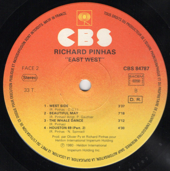 Richard Pinhas - East West | CBS (CBS 84787) - 4