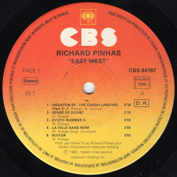 Richard Pinhas - East West | CBS (CBS 84787) - 3