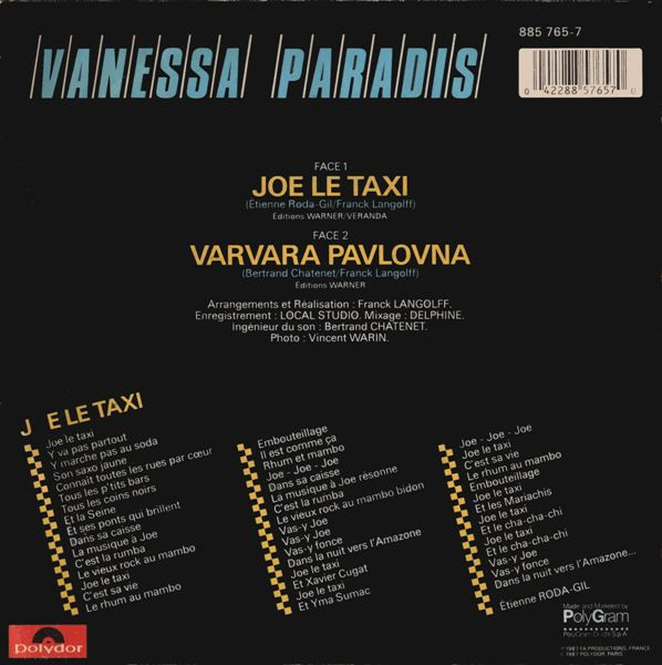 Vanessa Paradis - Joe Le Taxi | Polydor (885 765-7) - 2