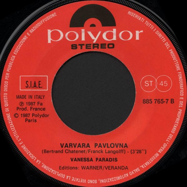 Vanessa Paradis - Joe Le Taxi | Polydor (885 765-7) - 4