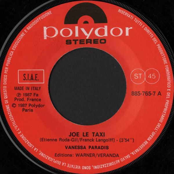 Vanessa Paradis - Joe Le Taxi | Polydor (885 765-7) - 3
