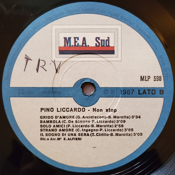 Pino Liccardo - Non Stop !! | M.E.A. Sud (MLP 598) - 3 Pino Liccardo - Non Stop !! | M.E.A. Sud (MLP 598) - 3