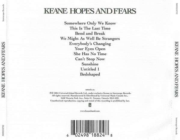 Keane - Hopes And Fears | Interscope Records (B000250702) - 2 Keane - Hopes And Fears | Interscope Records (B000250702) - 2