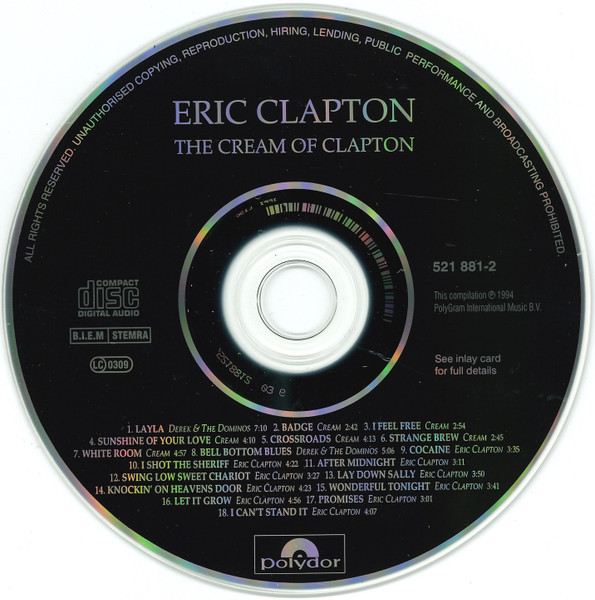 Eric Clapton - The Cream Of Clapton | Polydor (521 881-2) - 3