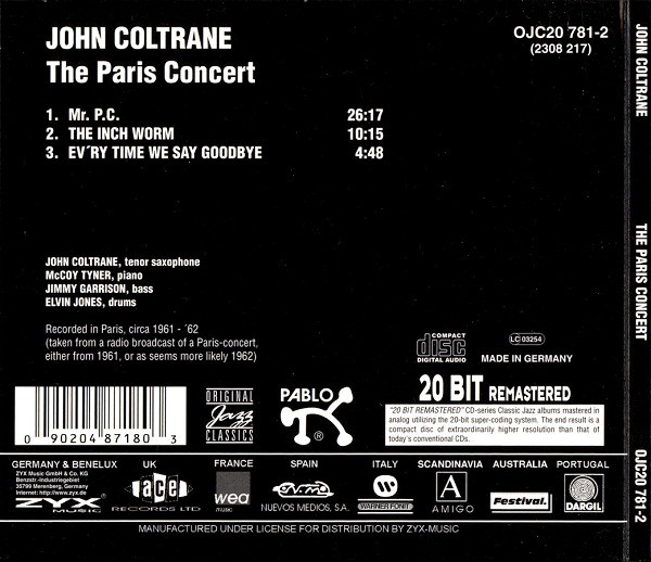 John Coltrane - The Paris Concert | Original Jazz Classics (OJC20 781-2) - 3 John Coltrane - The Paris Concert | Original Jazz Classics (OJC20 781-2) - 3