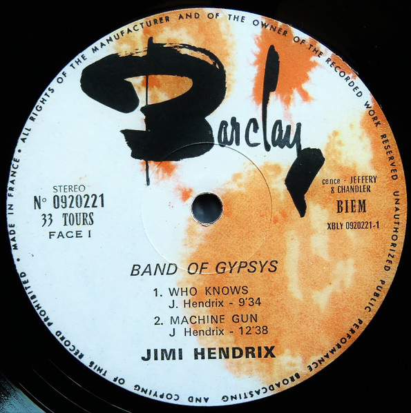 Jimi Hendrix - Band Of Gypsys | Barclay (0920.221) - 3