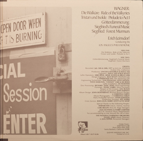 Richard Wagner – Erich Leinsdorf , Los Angeles Philharmonic Orchestra - Die Walküre: Ride Of The Valkyries / Tristan Und Isolde: Prelude To Act I / Götterdämmerung: Siegfried’s Funeral Music / Siegfried: Forest Murmurs | Sheffield Lab (LAB 7) - 3 Richard Wagner – Erich Leinsdorf , Los Angeles Philharmonic Orchestra - Die Walküre: Ride Of The Valkyries / Tristan Und Isolde: Prelude To Act I / Götterdämmerung: Siegfried’s Funeral Music / Siegfried: Forest Murmurs | Sheffield Lab (LAB 7) - 3
