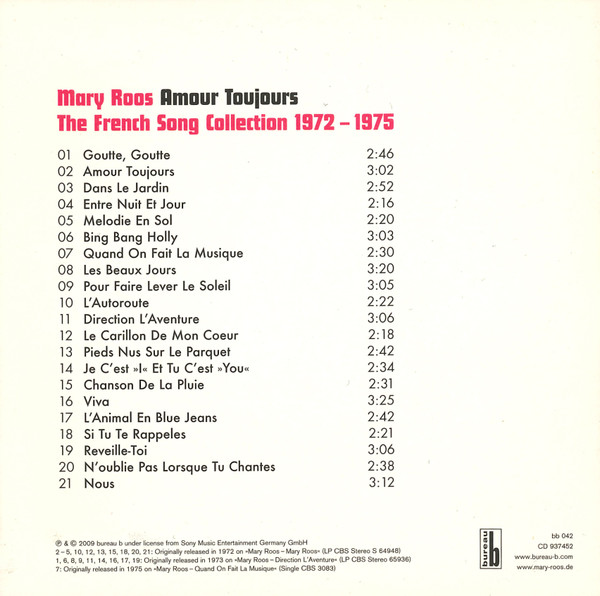 Mary Roos - Amour Toujours (The French Song Collection 1972 – 1975) | Bureau B (bb 042) - 2