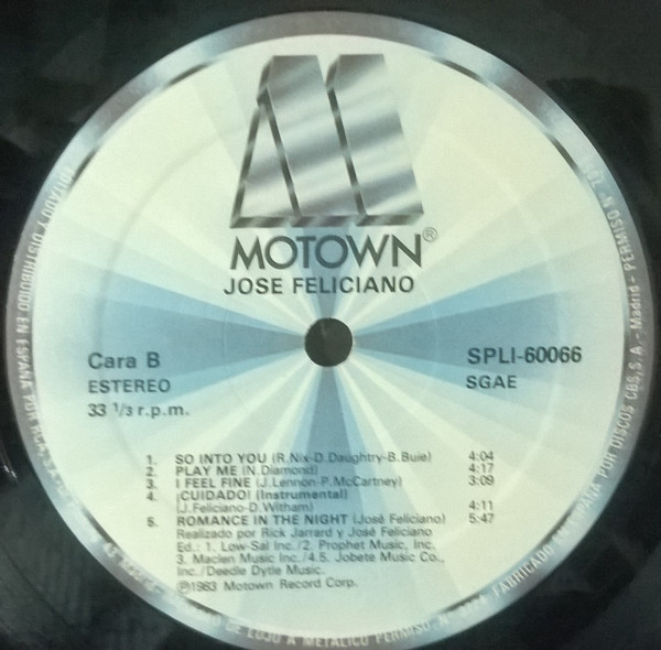 José Feliciano - Romance In The Night | Motown (SPLI-60066) - 4