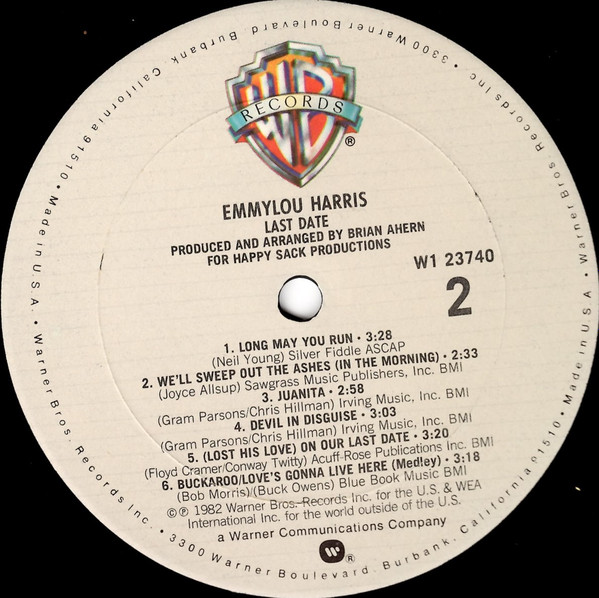 Emmylou Harris - Last Date | Warner Bros. Records (W1 23740) - 4 Emmylou Harris - Last Date | Warner Bros. Records (W1 23740) - 4