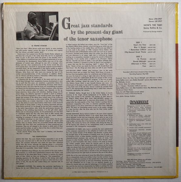Sonny Rollins - Now's The Time! | RCA Victor (LPM-2927) - 2