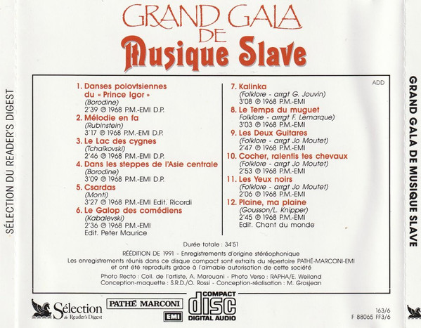 Georges Jouvin - Grand Gala de Musique Slave | Sélection Du Reader's Digest (163/6) - 2