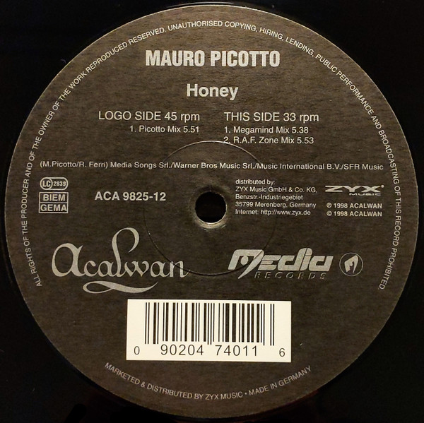 Mauro Picotto - Honey | Acalwan (ACA 9825-12) - main Mauro Picotto - Honey | Acalwan (ACA 9825-12) - main