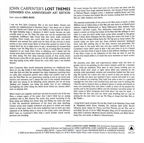 John Carpenter - Lost Themes (Expanded 10th Anniversary Art Edition) | Sacred Bones Records (SBR-369) - 4