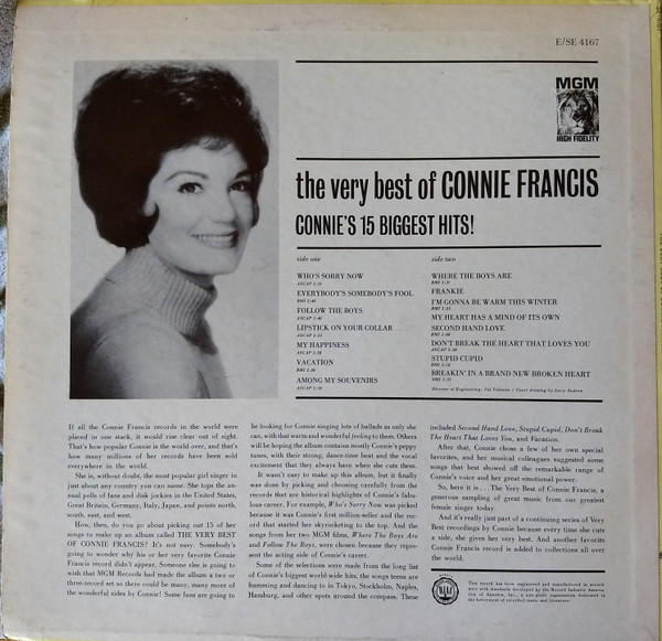Connie Francis - The Very Best Of Connie Francis (Connie's 15 Biggest Hits) | MGM Records (SE-4167) - 2 Connie Francis - The Very Best Of Connie Francis (Connie's 15 Biggest Hits) | MGM Records (SE-4167) - 2