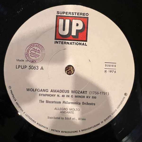 Wolfgang Amadeus Mozart , Das Mozarteum Orchester Salzburg - Sinfonia N. 40 | Up (LPUP 5063) - 3 Wolfgang Amadeus Mozart , Das Mozarteum Orchester Salzburg - Sinfonia N. 40 | Up (LPUP 5063) - 3
