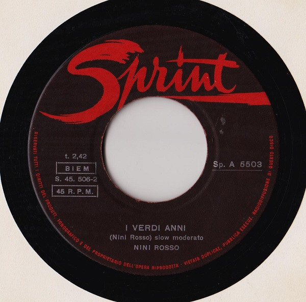 Nini Rosso - Concerto Disperato / I Verdi Anni | Sprint (Sp. A. 5503) - 3
