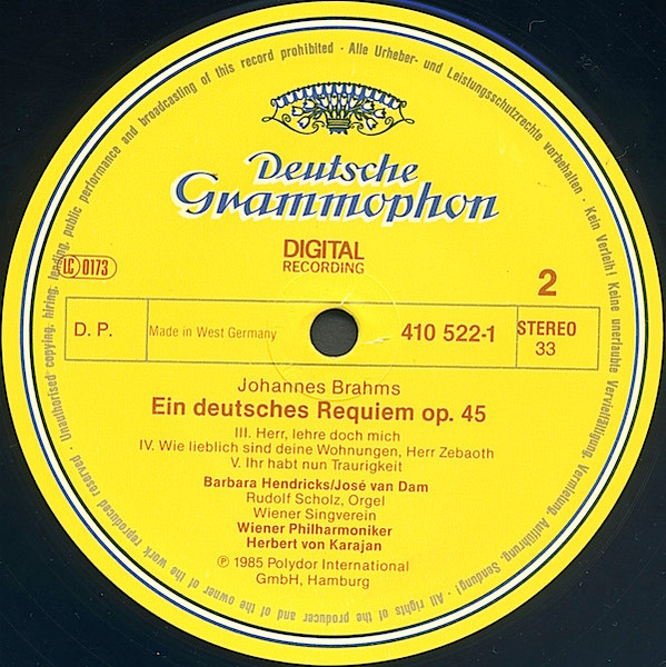 Johannes Brahms , Anton Bruckner - Herbert Von Karajan - Ein Deutsches Requiem / Te Deum | Deutsche Grammophon (410 521-1) - 3