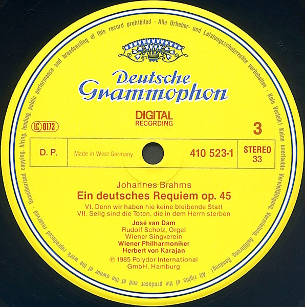 Johannes Brahms , Anton Bruckner - Herbert Von Karajan - Ein Deutsches Requiem / Te Deum | Deutsche Grammophon (410 521-1) - 4