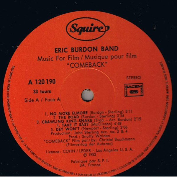 Eric Burdon Band - Music For Film / Musique Pour Film "Comeback" | Squire (A 120 190) - 3