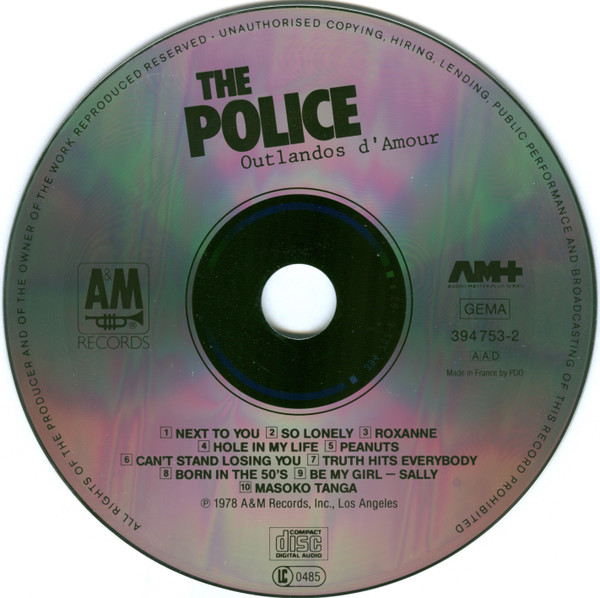 The Police - Outlandos D'Amour | A&M Records (394 753-2) - 3
