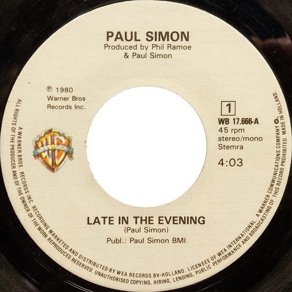 Paul Simon - Late In The Evening | Warner Bros. Records (WB 17.666) - 3 Paul Simon - Late In The Evening | Warner Bros. Records (WB 17.666) - 3
