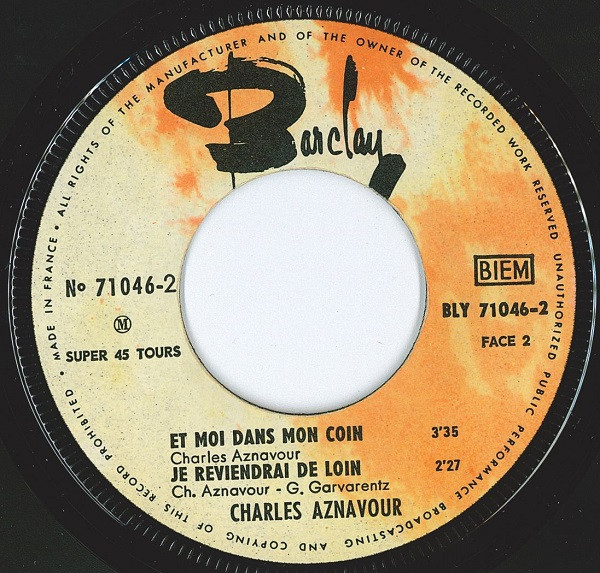 Charles Aznavour - Je L'Aimerai Toujours | Barclay (71 046) - 2