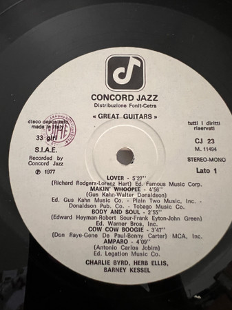 The Great Guitars / Charlie Byrd , Barney Kessel , Herb Ellis - Great Guitars | Concord Jazz (CJ-23) - 2