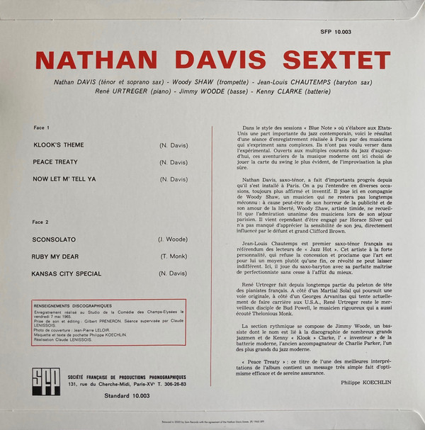 The Nathan Davis Sextet - Peace Treaty | Sam Records (SR17/1) - 3