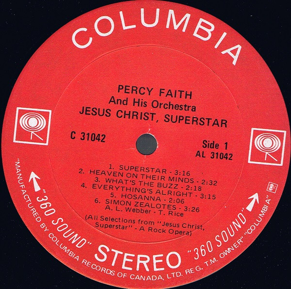 Percy Faith And His Orchestra And Chorus - Jesus Christ, Superstar | Columbia (C 31042) - 3
