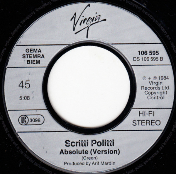 Scritti Politti - Absolute | Virgin (106 595) - 4 Scritti Politti - Absolute | Virgin (106 595) - 4