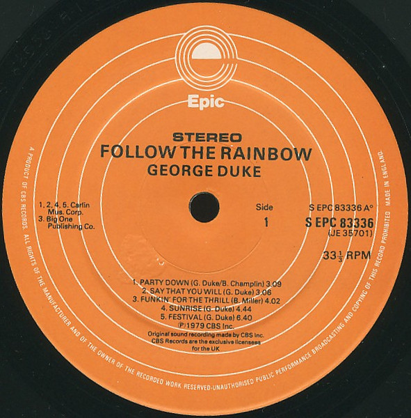George Duke - Follow The Rainbow | Epic (EPC 83336) - 3