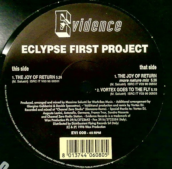 Eclypse First Project - The Joy Of Return | Evidence (EVI 008) - main Eclypse First Project - The Joy Of Return | Evidence (EVI 008) - main