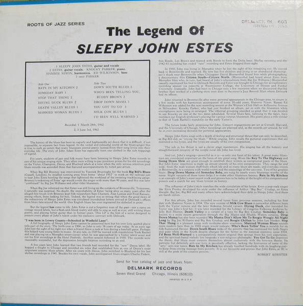 Sleepy John Estes - The Legend Of Sleepy John Estes | Delmark Records (DS-9603) - 2