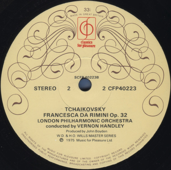 Pyotr Ilyich Tchaikovsky - London Philharmonic Orchestra Conducted By Vernon Handley - Francesca Da Rimini / Hamlet | Classics For Pleasure (CFP 40223) - 4