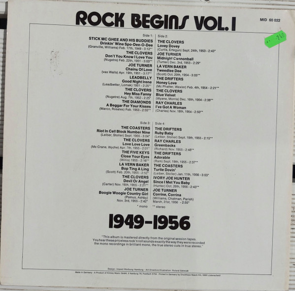 Various - Rock Begins Vol. I 1949-1956 | Midi (MID 60 022) - 4 Various - Rock Begins Vol. I 1949-1956 | Midi (MID 60 022) - 4