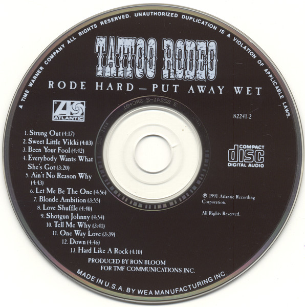 Tattoo Rodeo - Rode Hard - Put Away Wet | Atlantic (7 82241-2) - 3
