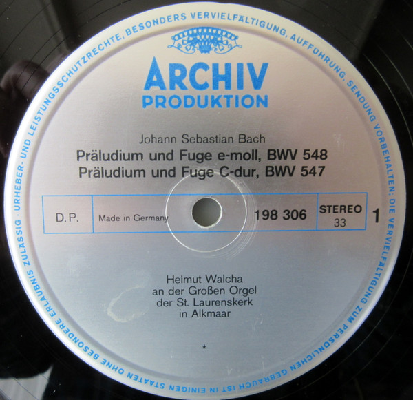 Johann Sebastian Bach , Helmut Walcha - Präludien Und Fugen · Preludes And Fugues · Préludes Et Fugues: E-Moll, BWV 548 · C-Dur, BWV 547 · H-Moll, BWV 544 · F-Moll, BWV 534 [Vinyl] | Archiv Produktion (198 306) - 4