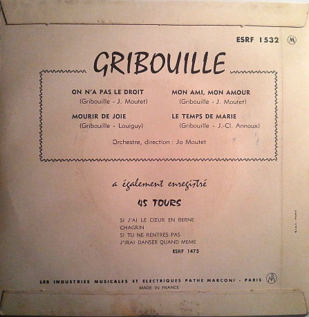 Gribouille - On N'a Pas Le Droit | Columbia (ESRF 1532) - 2