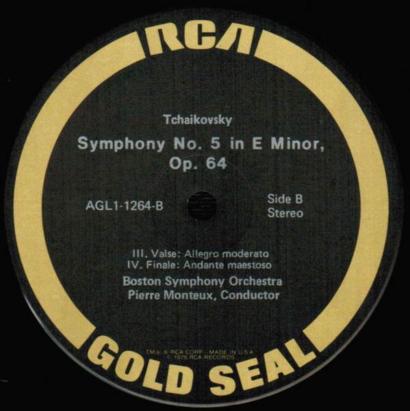 Pyotr Ilyich Tchaikovsky / Pierre Monteux , Boston Symphony Orchestra - Symphony No. 5 In E Minor, Op. 64 | RCA Gold Seal (AGL1-1264) - 2