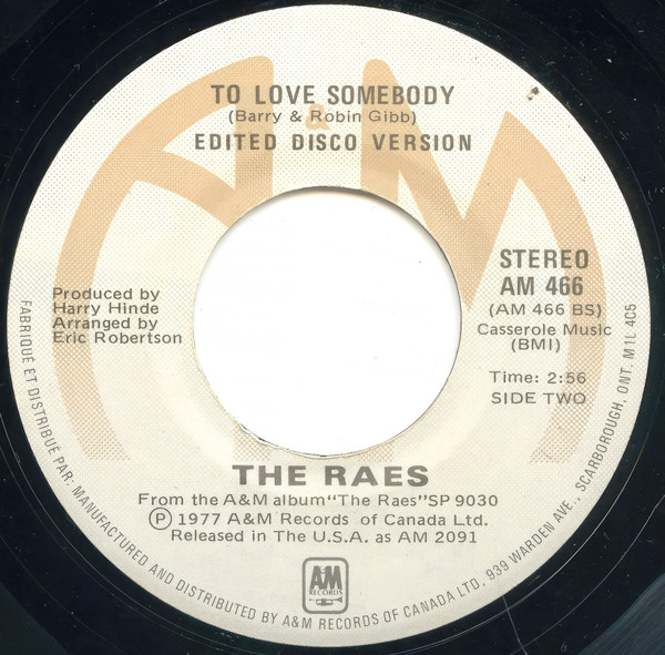 The Raes - A Little Lovin' (Keeps The Doctor Away) / To Love Somebody | A&M Records (AM 466) - 2 The Raes - A Little Lovin' (Keeps The Doctor Away) / To Love Somebody | A&M Records (AM 466) - 2