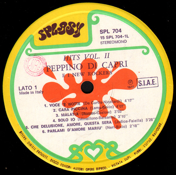 Peppino Di Capri E I New Rockers - Hits Vol. 2 | Splash (SPL 704) - 2