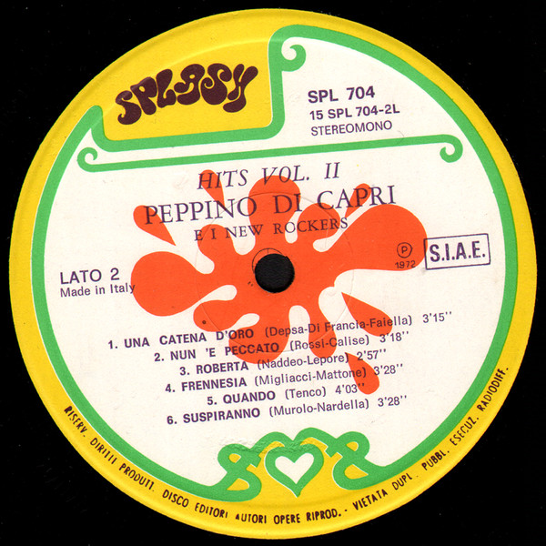 Peppino Di Capri E I New Rockers - Hits Vol. 2 | Splash (SPL 704) - 3