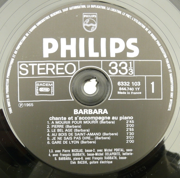 Barbara - Barbara Chante Barbara | Philips (6332 103) - 3