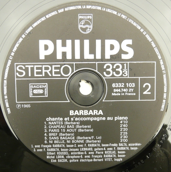 Barbara - Barbara Chante Barbara | Philips (6332 103) - 4